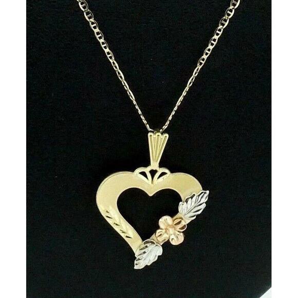 Estate 14k Gold Heart Pendant Necklace Women's Girl's Jewelr
